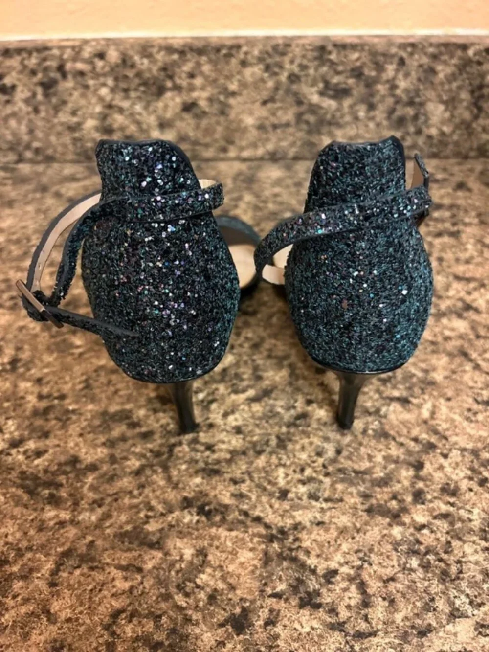 Rogue black glitter sandals – size 6